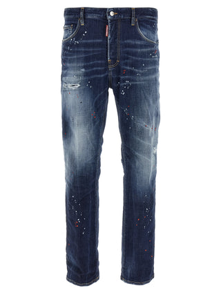 Jeans de algodón azul de corte relajado  