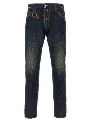 Jeans ajustados de algodón azul