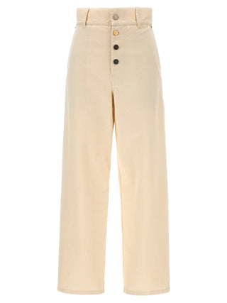 Pantalones casuales de algodón beige  