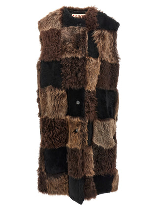 Brown Lamb Fur Sleeveless Jacket