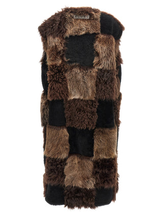 Brown Lamb Fur Sleeveless Jacket