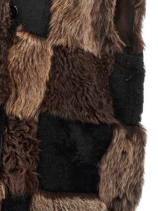 Brown Lamb Fur Sleeveless Jacket