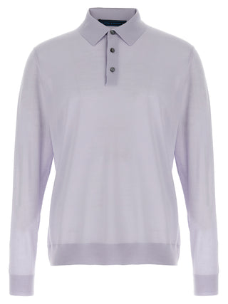 Blue Wool Polo Shirt