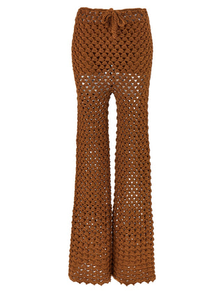 Brown Cotton Flared Pants
