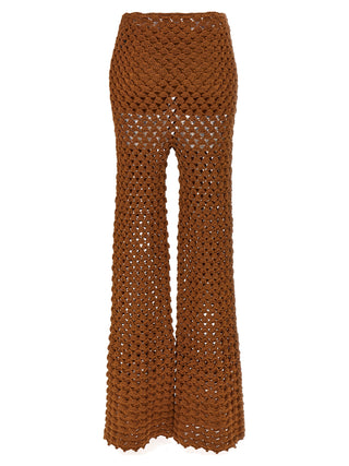 Brown Cotton Flared Pants