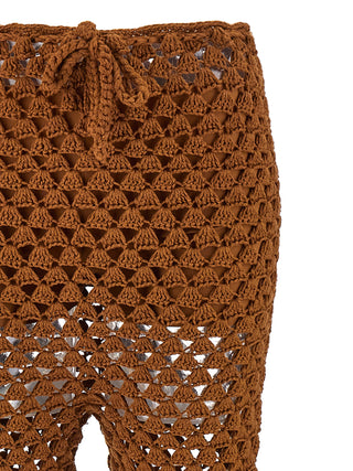 Brown Cotton Flared Pants