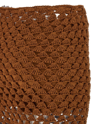 Brown Cotton Flared Pants