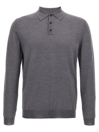 Gray Virgin Wool Polo Shirt