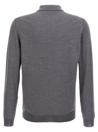 Gray Virgin Wool Polo Shirt
