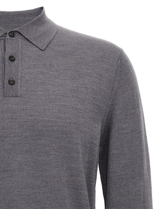 Gray Virgin Wool Polo Shirt