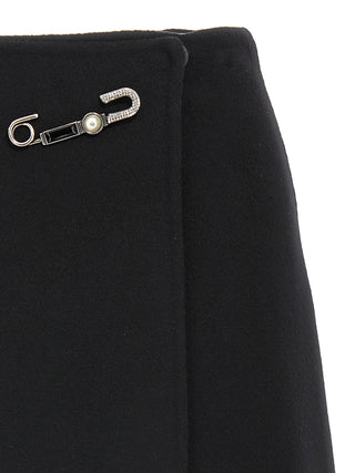 Black Virgin Wool Long Skirt