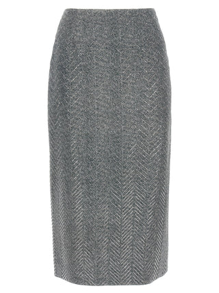Gray Silk Midi Skirt