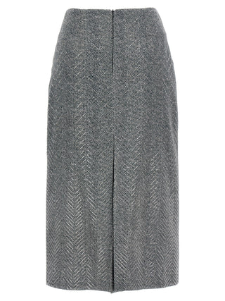 Gray Silk Midi Skirt