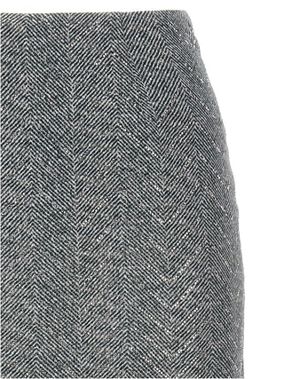 Gray Silk Midi Skirt