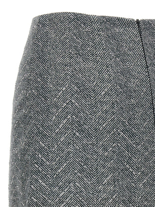 Gray Silk Midi Skirt