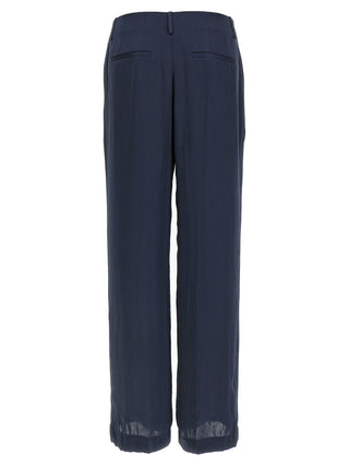 Pantalones casuales de poliéster azul