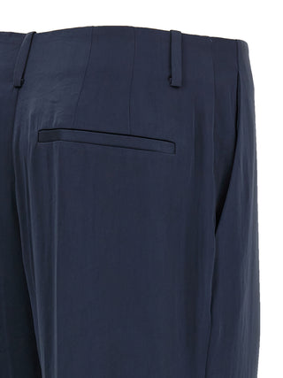 Pantalones casuales de poliéster azul
