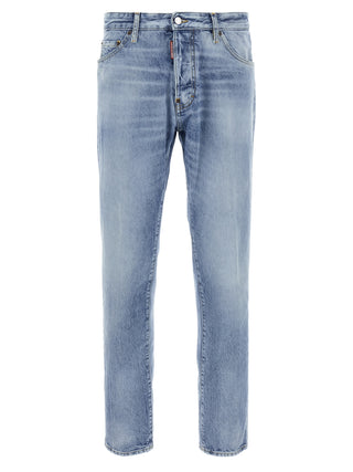 Jeans ajustados de algodón azul