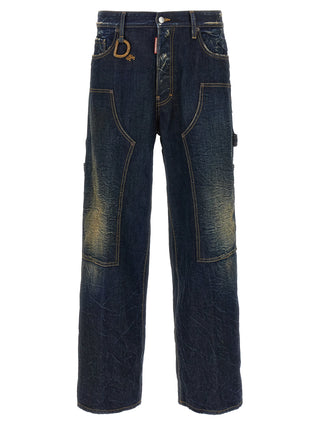 Jeans azules de algodón denim