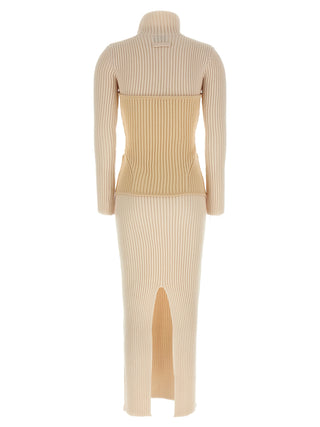 Beige Merino Wool Long Dress