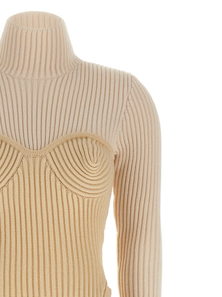 Beige Merino Wool Long Dress