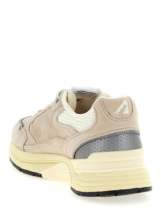 Zapatillas deportivas beige de piel de vaca