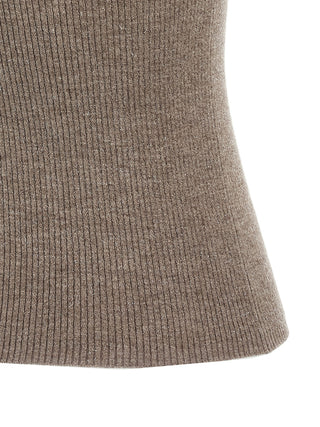 Brown Cashmere Sleeveles Sweater