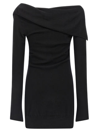 Black Virgin Wool Short Dress