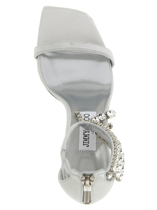 Silver Leather Stiletto Heel Sandals
