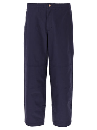 Blue Cotton Casual Pants