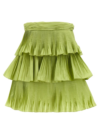 Bicolor Silk Long Skirt