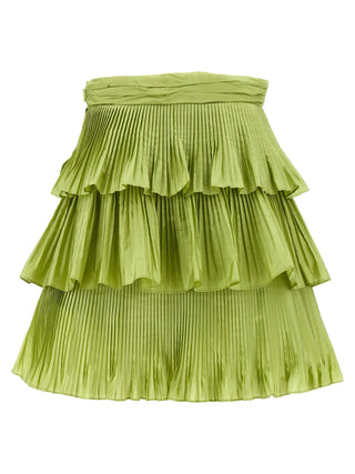 Bicolor Silk Long Skirt