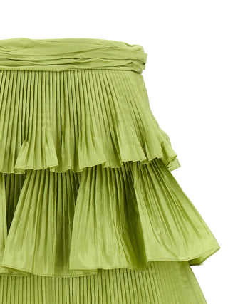 Bicolor Silk Long Skirt