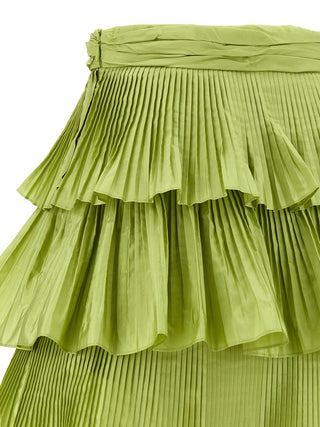 Bicolor Silk Long Skirt