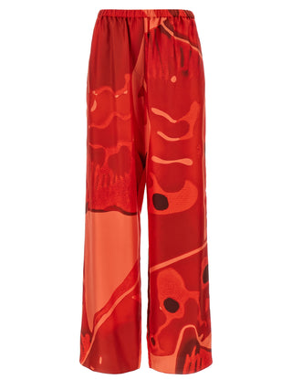 Multicolor Silk Casual Pants