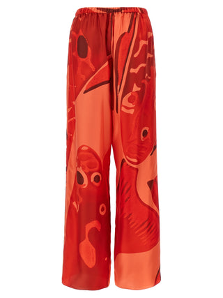 Multicolor Silk Casual Pants