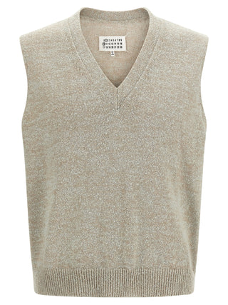 Beige Cotton Sleeveles Sweater