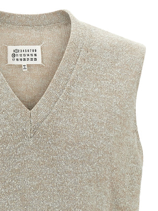 Beige Cotton Sleeveles Sweater