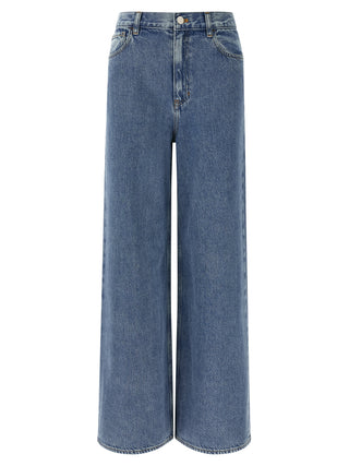 Blue Cotton High-Waisted Jean