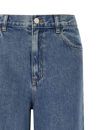 Blue Cotton High-Waisted Jean