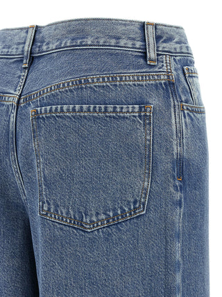 Blue Cotton High-Waisted Jean