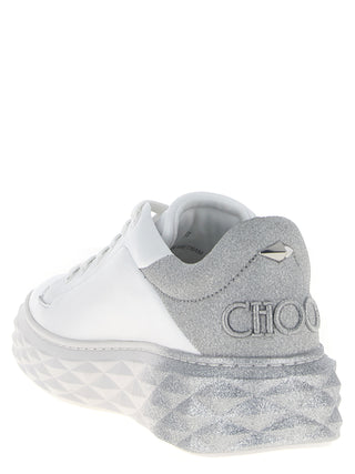 Zapatillas gruesas de cuero plateado