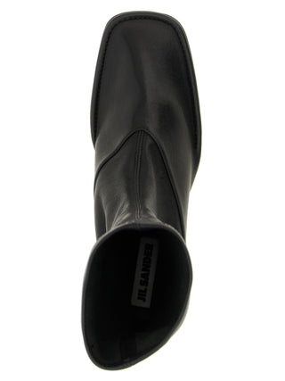 Black Lamb Leather Ankle Boots
