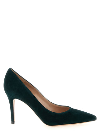 Zapatos de tacón alto bicolor de ante y cuero