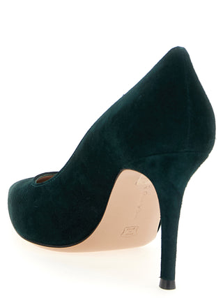 Zapatos de tacón alto bicolor de ante y cuero