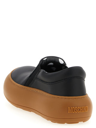 Zapatillas gruesas de cuero negro