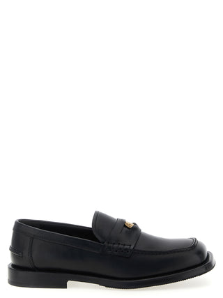 Black Velvet Leather Slip-On Loafers