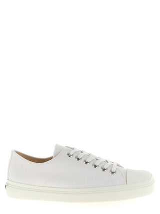 White Cotton Low Top Sneakers