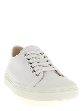 White Cotton Low Top Sneakers