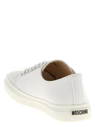 White Cotton Low Top Sneakers